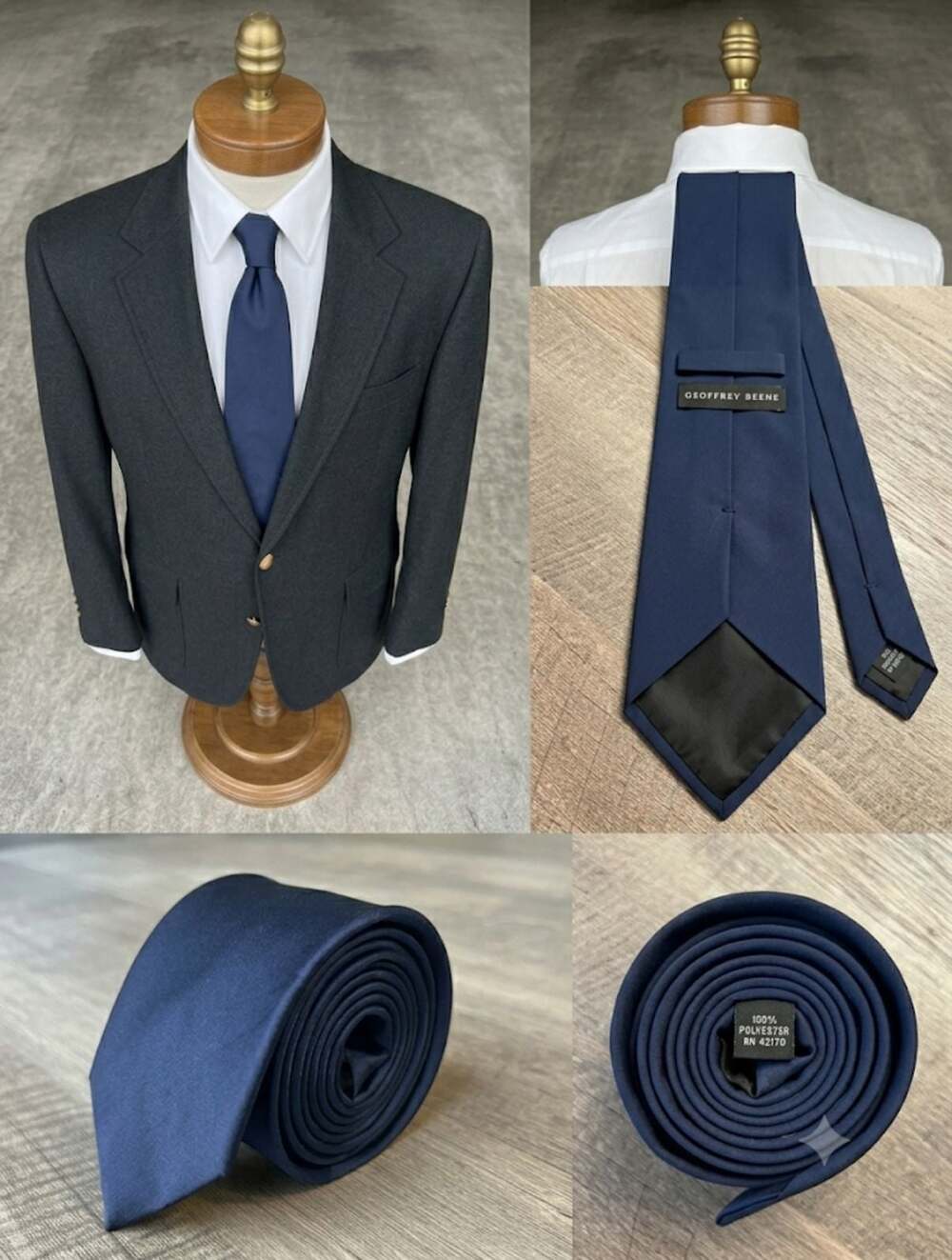 Geoffrey Beene vintage navy blue tie